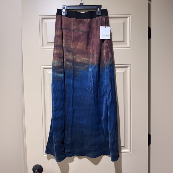 Bella Dahl Blue and Brown  Maxi Skirt - Picture 1 of 8